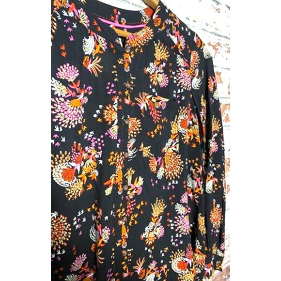 Anthropologie Conversations 28 of 52 Colloquial Peacock Collarless Button Down - Picture 8 of 15